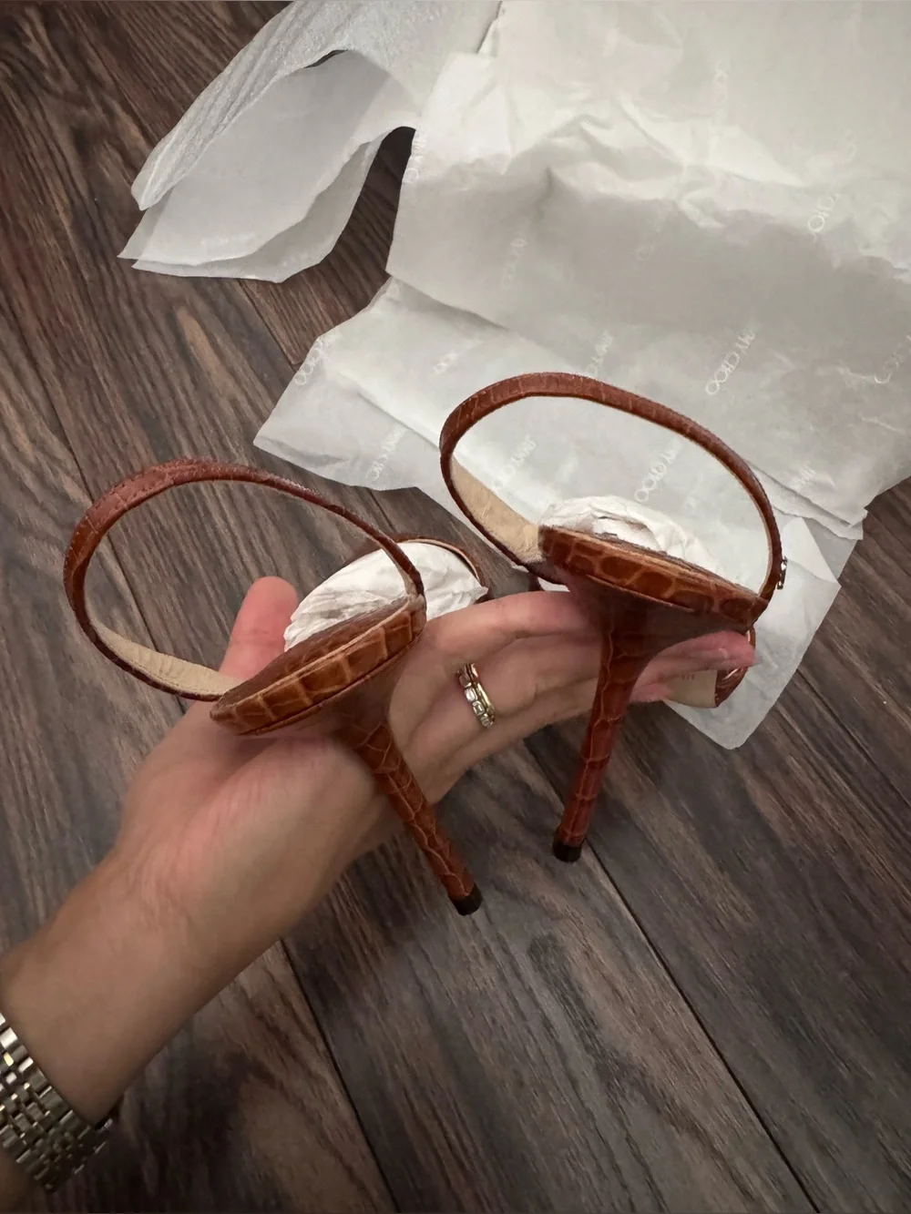 Jimmy Choo Thandi 85 Croc-Embossed Pointed Slingback